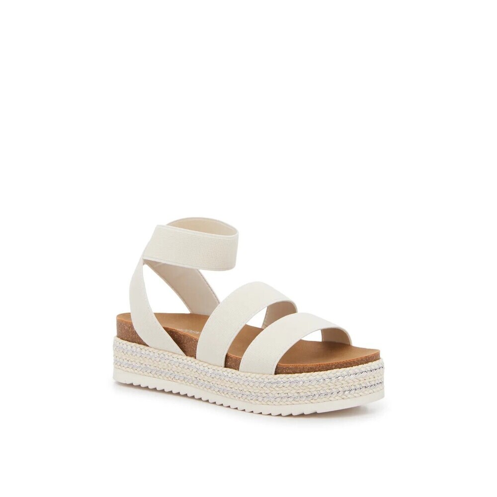 Steve Madden Katey Sandals Girls US 1 Off White Ankle Strap Wedge Heel GAL1017